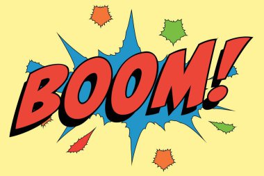 Boom Abstract cartoon frame vector background design balloon. word retro