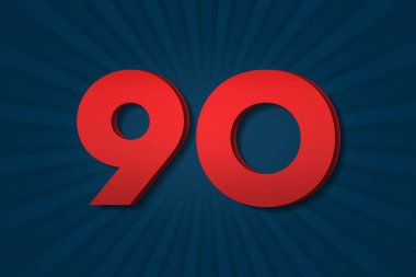 90 ninety Number count template poster design background label. year 3d