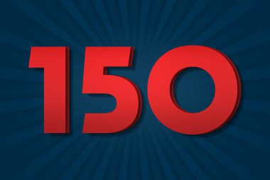 150 one hundred and fifty Number count template poster design background label. event