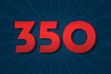 350 three hundred and fifty Number count template poster design background label. 3d