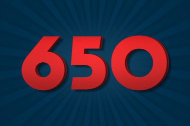 650 six hundred and fifty Number count template poster design background label. icon