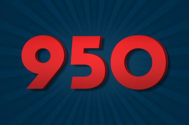 950 nine hundred and fifty Number count template poster design background label. reward icon