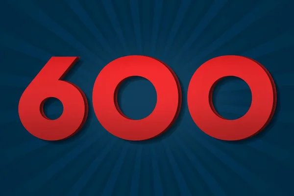 600 Six Hundred Number Count Template Poster Design Background Label — Stockfoto