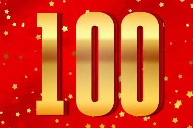 100 one hundred Gold number count template poster design background. year anniversary