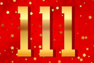 111 one hundred and eleven Gold number count template poster design background. icon anniversary