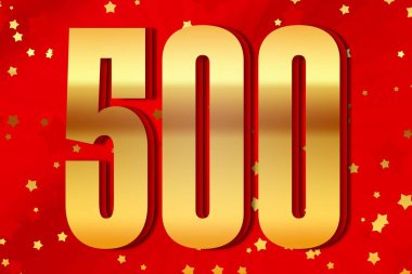 500 five hundred Gold number count template poster design background. award decoration