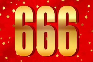 666 six hundred and sixty-six Gold number count template poster design background. year illustration