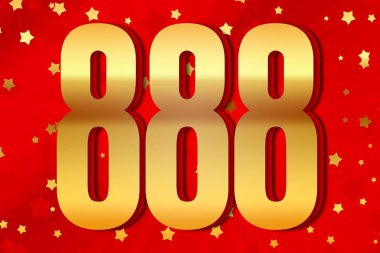 888 eight hundred and eighty-eight Gold number count template poster design background. element reward