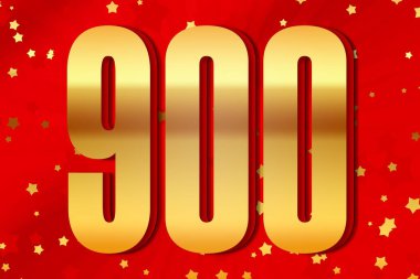 900 nine hundred Gold number count template poster design background. letters icon