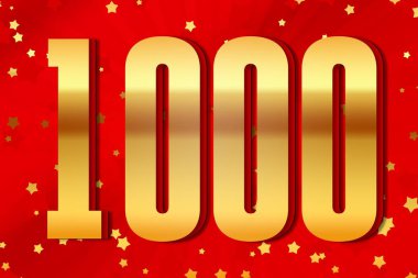 1000 one thousand Gold number count template poster design background. icon award