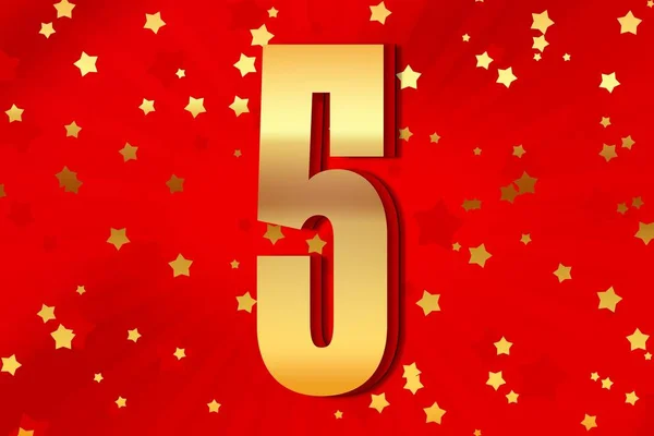 Five Gold Number Count Template Poster Design Background Anniversary Element — Stockfoto