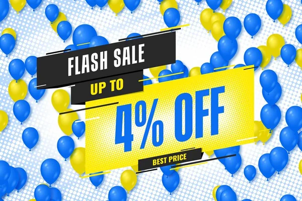 Four Percent Sale Discount Shopping Banner Balloon Background Fashion — ストック写真