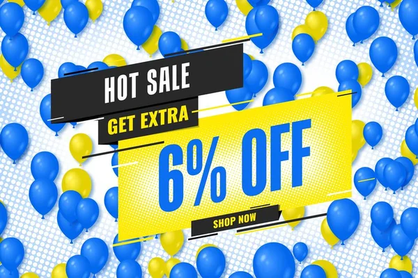 Six Percent Sale Discount Shopping Banner Balloon Background Shop Poster — Stok Foto