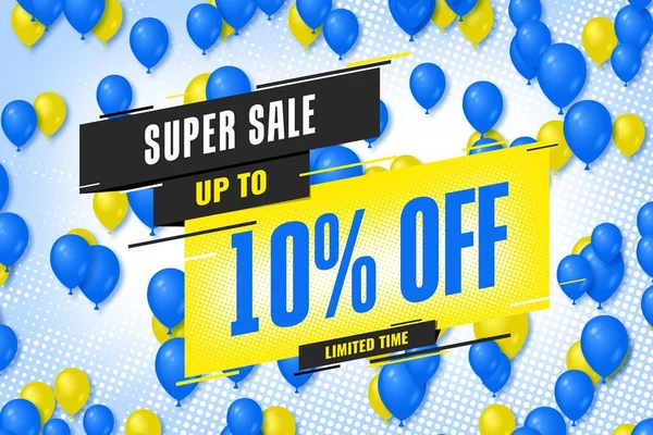 10 ten Percent off sale discount shopping banner balloon background. icon promotion