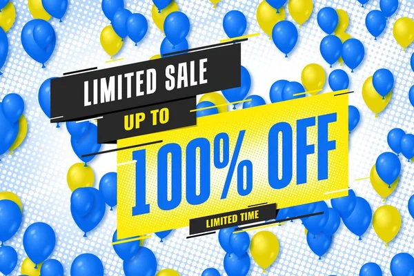 100 One Hundred Percent Sale Discount Shopping Banner Balloon Background — Stok Foto