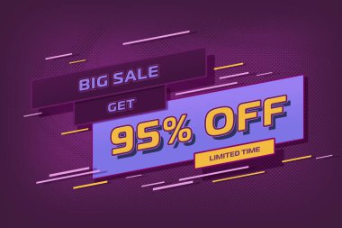 95 ninety-five Percent off super sale shopping halftone banner background. abstract