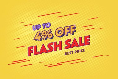 4 four Percent off super sale shopping halftone banner background design. flash sale