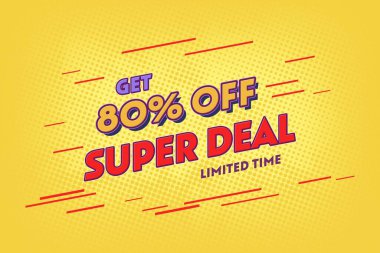 80 eighty Percent off super sale shopping halftone banner background design. final sale special sale