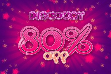 80 eighty Percent off super sale shopping halftone banner background design. offer exclusive sale