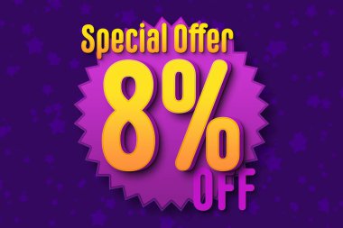 8 eight Percent off super sale black friday shopping halftone banner background. percent mega sale
