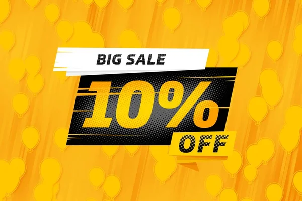 10 ten Percent off sale discount shopping banner balloon yellow. price business