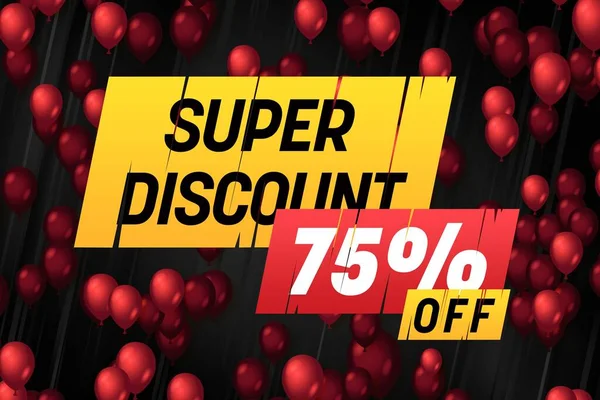 75 seventy-five Percent off sale discount shopping banner balloon red. offer price