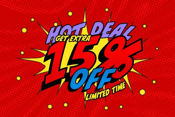 Fifteen Percent Sale Discount Shopping Banner Balloon Cartoon Price Offer — Stok Foto