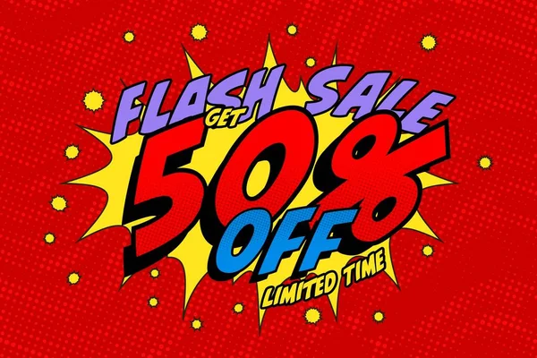 Fifty Percent Sale Discount Shopping Banner Balloon Cartoon Black Shop — Fotografia de Stock