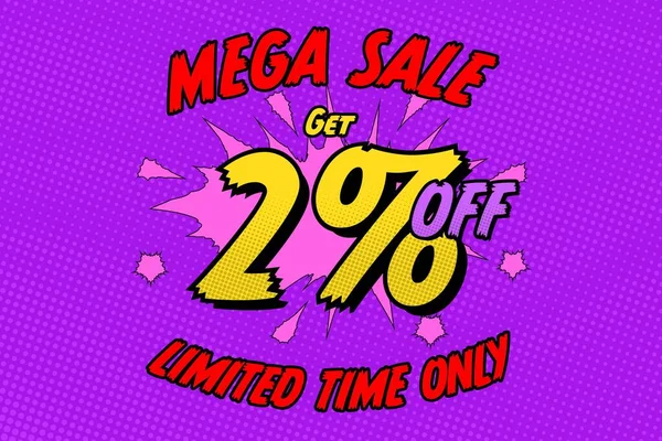 Two Percent Sale Discount Shopping Banner Balloon Cartoon Promotion Fashion — Fotografia de Stock