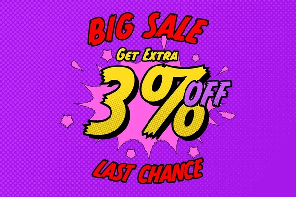 3 three Percent off sale discount shopping banner balloon cartoon. shop poster