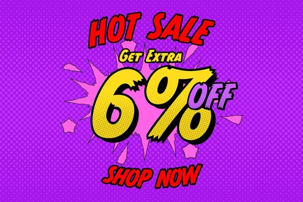 Six Percent Sale Discount Shopping Banner Balloon Cartoon Shop Design — Stockfoto