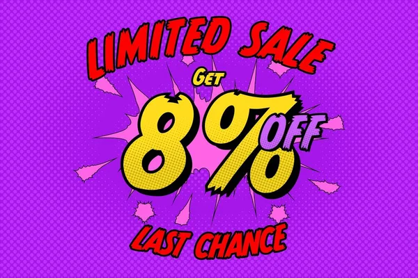 Eight Percent Sale Discount Shopping Banner Balloon Cartoon Promotion Fashion — Stok Foto