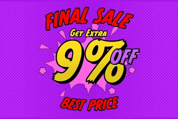 9 nine Percent off sale discount shopping banner balloon cartoon. business shop