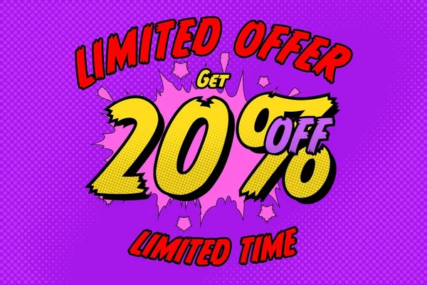 Twenty Percent Sale Discount Shopping Banner Balloon Cartoon Price — Stok Foto
