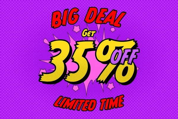 Thirty Five Percent Sale Discount Shopping Banner Balloon Cartoon Black — Stok Foto