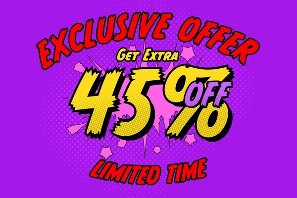 Forty Five Percent Sale Discount Shopping Banner Balloon Cartoon Frame — Stok Foto