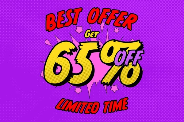 Sixty Five Percent Sale Discount Shopping Banner Balloon Cartoon Frame —  Fotos de Stock