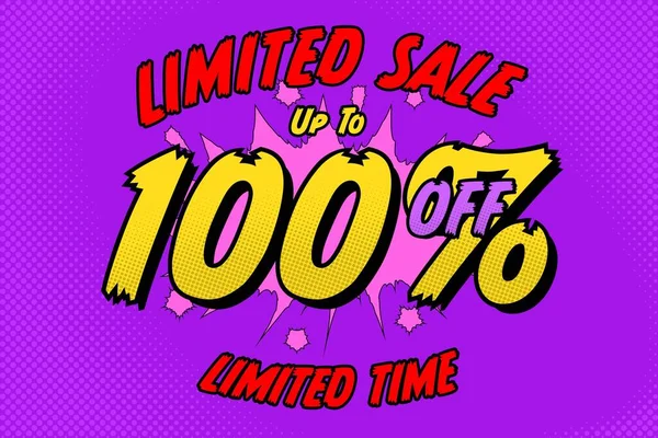 100 One Hundred Percent Sale Discount Shopping Banner Balloon Cartoon — Stockfoto