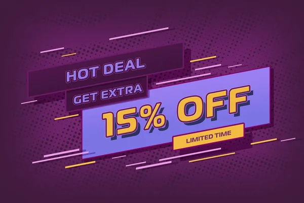Fifteen Percent Super Sale Shopping Halftone Banner Background Poster Promotion — Zdjęcie stockowe
