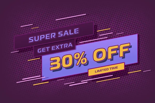 Thirty Percent Super Sale Shopping Halftone Banner Background Poster Shop — Zdjęcie stockowe