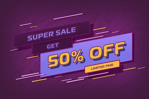 Fifty Percent Super Sale Shopping Halftone Banner Background Business — Zdjęcie stockowe