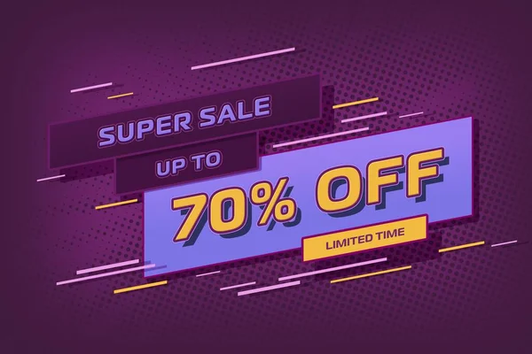 Seventy Percent Super Sale Shopping Halftone Banner Background Poster Frame — Foto de Stock