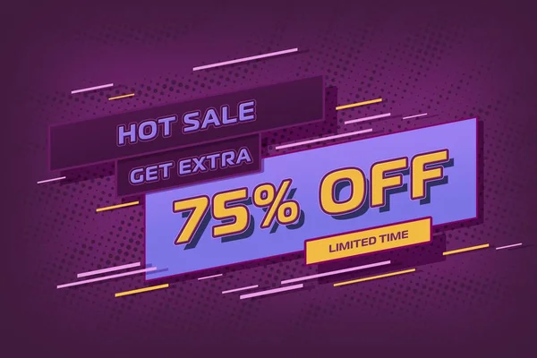 Seventy Five Percent Super Sale Shopping Halftone Banner Background Frame — Zdjęcie stockowe