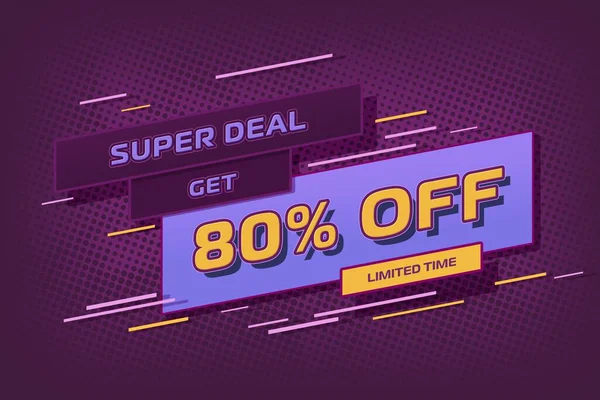 Eighty Percent Super Sale Shopping Halftone Banner Background Coupon Poster — Zdjęcie stockowe