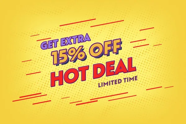 Fifteen Percent Super Sale Shopping Halftone Banner Background Design Flash — Stok Foto