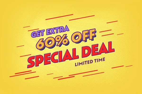 Sixty Percent Super Sale Shopping Halftone Banner Background Design Special — Stok Foto