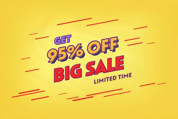 Ninety Five Percent Super Sale Shopping Halftone Banner Background Design — Stockfoto