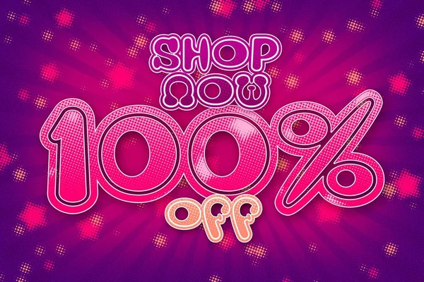 100 one hundred Percent off super sale shopping halftone banner background design. mega sale final sale