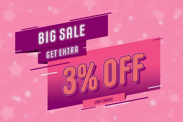 Three Percent Super Sale Shopping Halftone Pink Banner Background Design — Stock Photo, Image