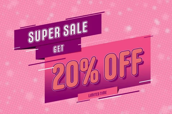 Twenty Percent Super Sale Shopping Halftone Pink Banner Background Design —  Fotos de Stock